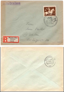 German Reich Michel 854 "The Brown Band of Germany" FDC special cancellation Munich Riem 27.7.1943