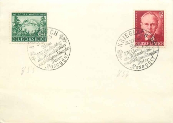 German Reich Michel 855 866 Rosegger with special stamp Krieglach 31.7.1943