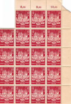 German Reich Michel 86 Lubeck counter sheet part **1943