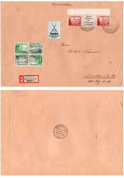 German Reich se-tenant from stamp booklet W143 and SK32 on R letter stamp show Bremen special post office 3.12.1937