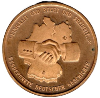 Deutschland Wendepunkte Deutscher Geschichte Deutschen Einheit 9. November 1989 Medaille  vergoldet