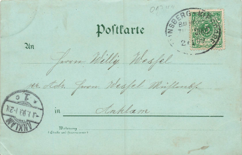 01744 Dippoldiswalde Moonlight litho Railway post Hainsberg-Kipsdorf train 2907 o 1899