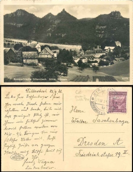 Aussig Sudetengau Dittersbach o 21.4.1931
