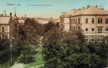 04720 Döbeln Königstrasse mit Realschule o 1915