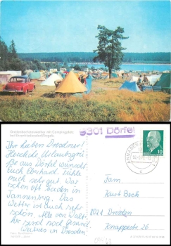 09487 Doerfel country postmark on AK Ehrenfriedersdorf campsite o 16.8.1972