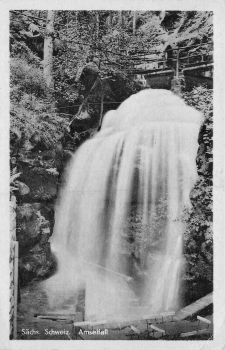 01829 Village Wehlen above Pirna rural postmark o 8.6.1954 on AK Amselfall