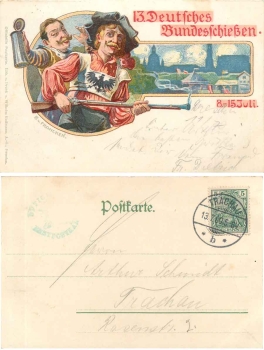 Dresden XIII. German federal shooting July 8 to 15, 1900 or July 13, 1900 artist card B. V. Francken