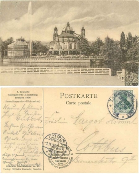 Dresden 3rd German Arts and Crafts Exhibition 1906 Exhibition Palace special postmark October 31, 1906