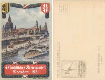 Dresden 4th Saxon district gymnastics festival 1921 Official festival postcard No. 2 Frauenkirche