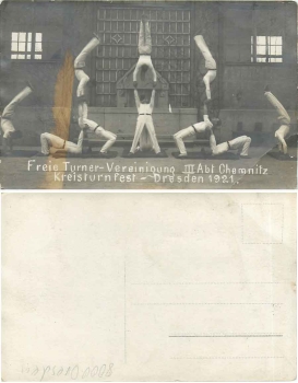 Dresden 4. Sächsisches Kreisturnfest 1921 Freie Turner Vereinigung III Abteilung Chemnitz Echtfoto