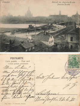 Dresden demolition of the Augustus Bridge Interim Bridge o 1907