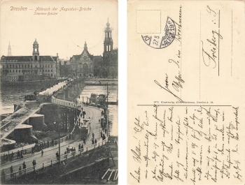 Dresden Demolition of the Augustus Bridge Interim Bridge o May 27, 1908