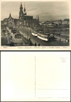 Dresden Augustust bridge with "Hecht" tram around 1940 Hahn-Foto7877
