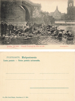 Dresden Augustus Bridge Elbe low water treasure digger July 1904