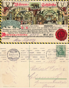 Dresden Barenschanke Litho Bruno Burger 3933 o October 22, 1914