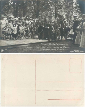 Dresden Blumentag 31. Mai 1913 Erster Kinderkorso im grossen Garten KInd mit Tretauto o 6.4.1915