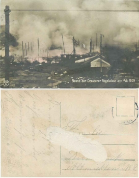 Dresden fire in the Vogelwiese on August 2nd, 1909 real photo BNK used