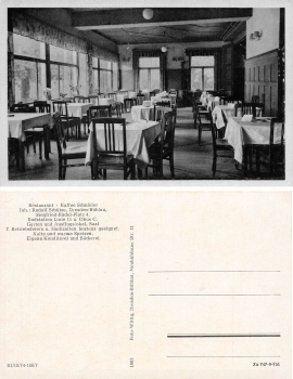 Buehlau Dresden Restaurant Kaffee Schnoeder Siegried Raedel Platz 4 * around 1950