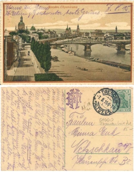 Dresden Carolabrücke und Terrassenufer o 8.8.1915