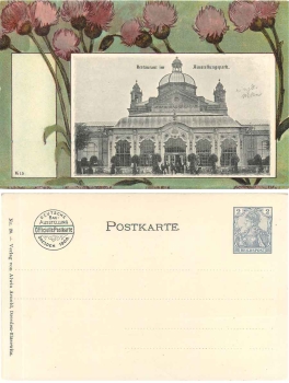Dresden German construction exhibition 1900 private postal stationery 2 Pfg restaurant in the exhibition park