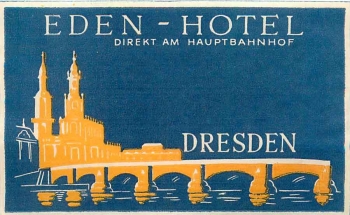 Dresden EDEN HOTEL suitcase sticker around 1930
