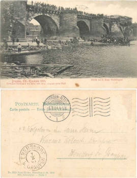 Dresden Elb Klondyke Niedrigwasser Echtfoto 1904