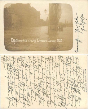 Johannstadt Dresden Elbe Hochwasser Januar 1920 Echtfoto