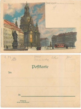 Dresden Neumarkt Frauenkirche Künstlerkarte Hans Ströse *ca. 1900