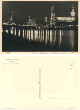 Dresden Frauenkirche with Hofkirche and palace 750 years of Dresden *1956 Hahn-Foto10853
