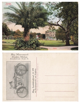 Dresden Large Garden advertising print Huy Motoradwerk Mickten Small Dealer Day 1923