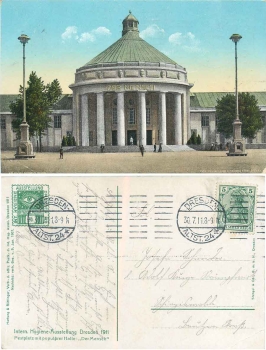 Dresden Internationale Hygiene Ausstellung 1911 Karte 95 Halle "Der Mensch"