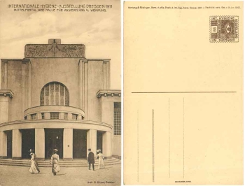 Dresden International Hygiene Exhibition 1911 Map 99 Central portal of the hall for settlement and living