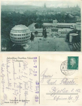 Dresden Annual Review of German Labor 1927 Official map 24 parts of the site with Kugelhaus