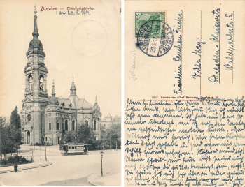 Johannstadt Dresden Trinitatisplatz mit Trinitatiskirche o 1911