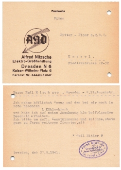 Dresden Kaiser Wilhelm Platz electrical wholesaler Alfred Niche 1941