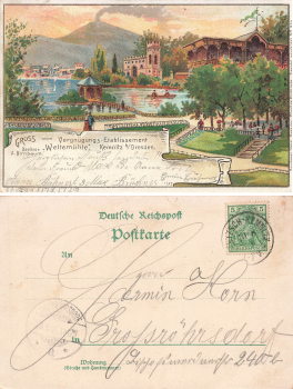 Kemnitz Dresden Vergnuegungs-Etablissement Weltenmuehle Litho o 1901