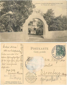 Dresden 3rd German Applied Arts Exhibition 1906 Jägerhof special stamp 4.6.1906