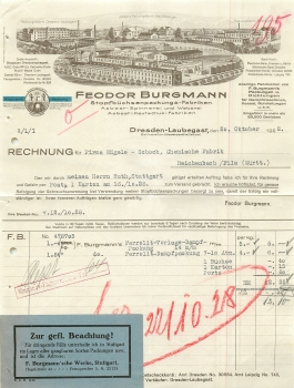 Dresden Laubegast Stuffing Box Pack Factory Feodor Burgmann Letterhead with factory view 1928