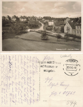 Lockwitz Dresden On the Plane Field Post o 1942