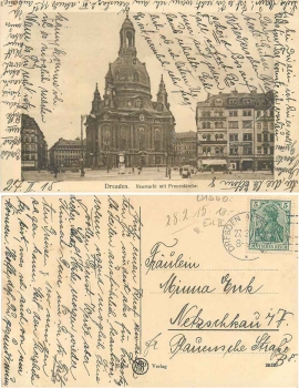 Dresden Neumarkt mit Frauenkirche o 27.2.1915