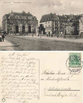 Dresden Neustaedter Hauptwache with furniture store R. Mehnert o 1911