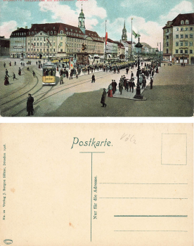 Dresden Neustädter Markt and Hauptstrasse guard marching military * 1908