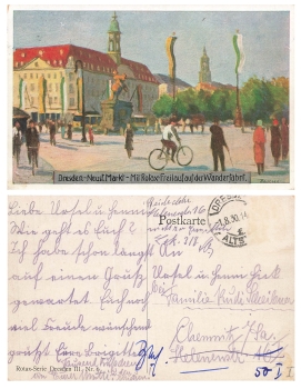 Dresden Rotax-Freilauf Wanderfahrt Kuenstlerkarte Beutner o 1930