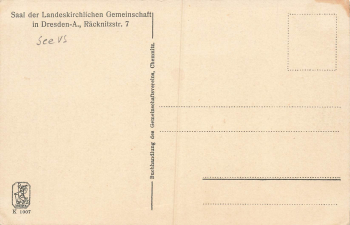 Seevorstadt Dresden Räcknitzstrasse 7 Saal der Landeskirchlichen Gemeinschaft * um 1930