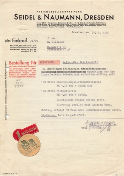 Dresden Seidel & Naumann typewriter factory letterhead 1941