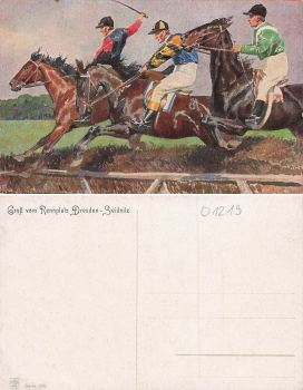 Seidnitz Dresden racecourse horse racing artist card Anton Hoffmann * around 1920