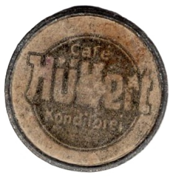 Dresden tram token 20 pfennigs Cafe Huelfert advertisement