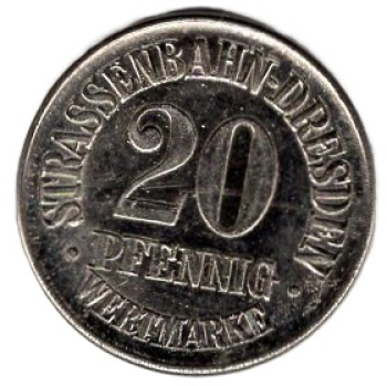 Dresden tram token 20 pfennigs ESDERS advertisement