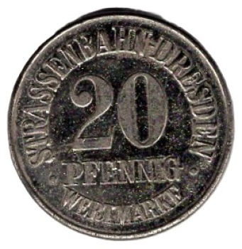 Dresden tram token 20 pfennigs Loessnitz car dealership