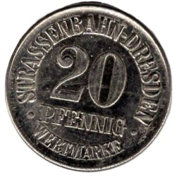 Dresden tram token 20 pfennigs Thiemer advertising